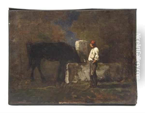 Watering Horse Oil Painting - George Inness