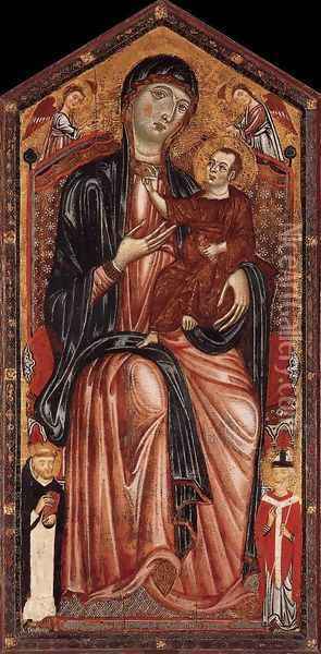 Virgin and Child Enthroned c 1290 Oil Painting - Master of Magdalen