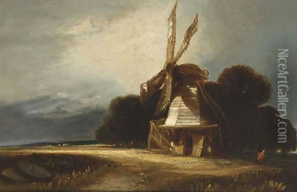 Le Moulin Pres Saint Gervais' Oil Painting - Georges Michel