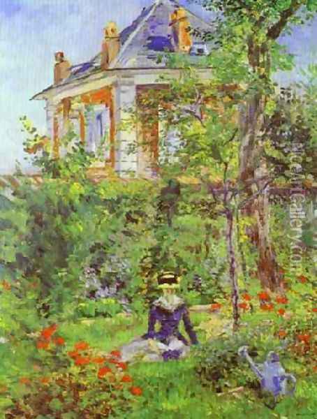 Girl In The Garden At Bellevue Oil Painting - Edouard Manet