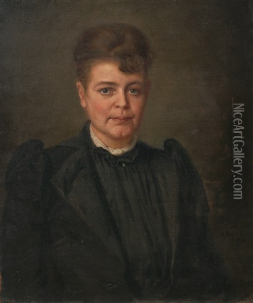 Kvinneportrett Oil Painting - Knud Larsen Bergslien