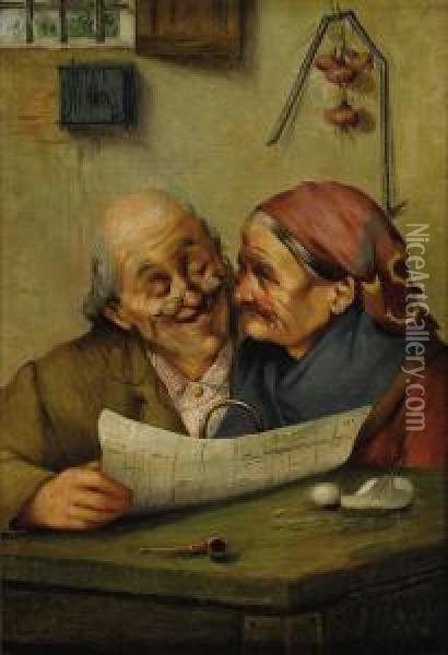 The Loving Couple Oil Painting - Johann Wilhelm Baur