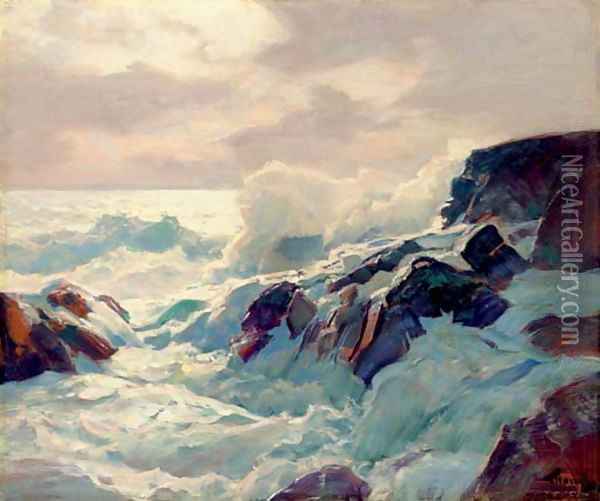 Pounding Surf Oil Painting - Frederick Judd Waugh