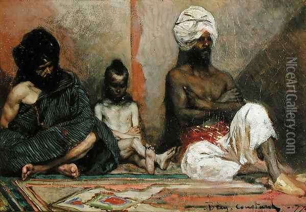 Seated Arabs, 1877 Oil Painting - Benjamin Jean Joseph Constant