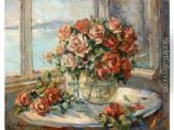 Bouquet De Roses Oil Painting - Georges Lapchine