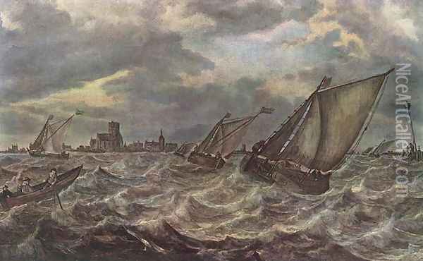 Rough Sea Oil Painting - Abraham Hendrickz Van Beyeren