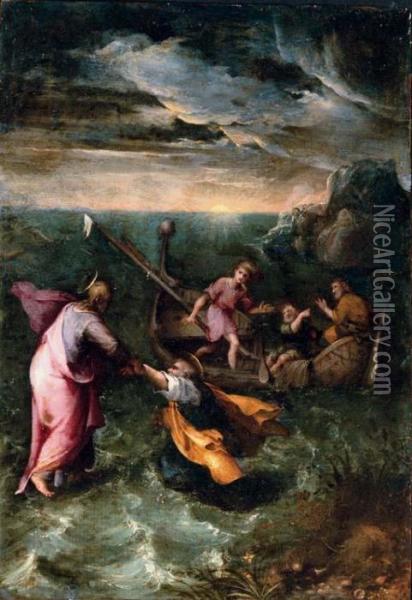 Christ Calming The Storm On The Sea Of Galilee Oil Painting - Girolamo Muziano