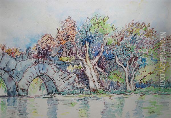Pont Sur La Riviere En Automne Oil Painting - Jean Peske