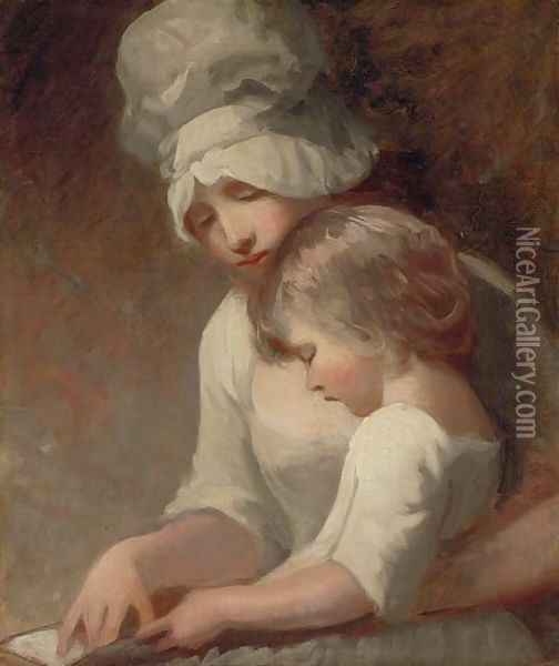 Portrait of a lady and child, traditionally identified as Mrs. Cumberland and her son, Charles Oil Painting - George Romney