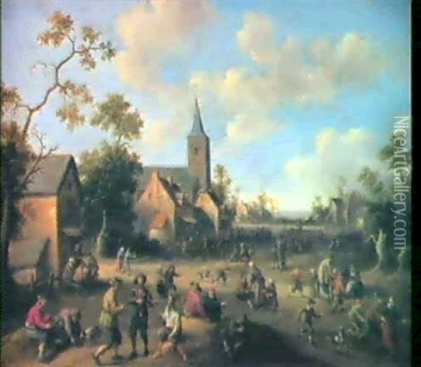 Kirmestreiben Auf Der Dorfstr-asse` Oil Painting - Joost Cornelisz. Droochsloot