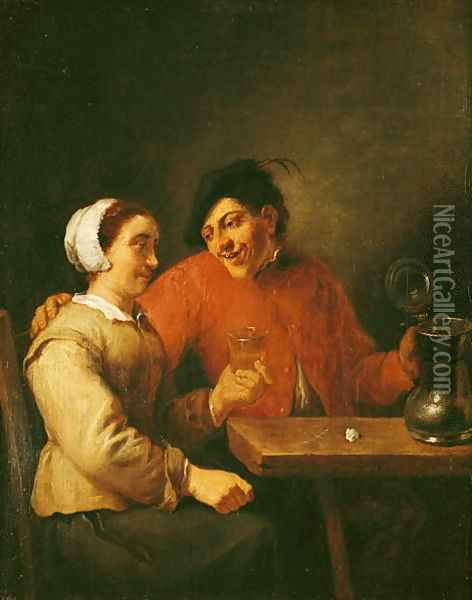 Drinkers Oil Painting - Adriaen Brouwer