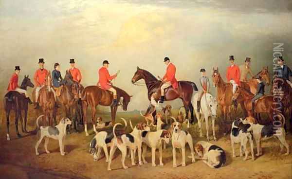The Burton Hunt, with Lincoln Cathedral in the distance Oil Painting - Arthur Louis Townshend