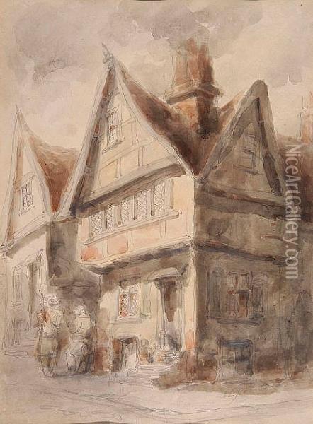 The Corner House In Norfolk Oil Painting - Cornelius Holmes-Winter