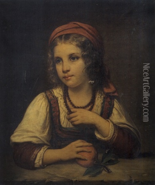 Portrait De Jeune Fille Oil Painting - Auguste Charpentier