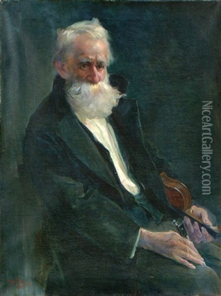 The Violinist Oil Painting - Heinrich August Schwabe