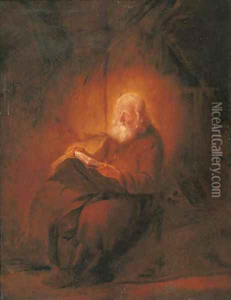 A hermit reading Oil Painting - Adriaen Jansz. Van Ostade