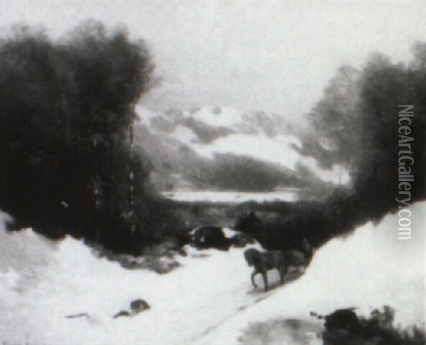 Through A Snowy Mountain Pass Oil Painting - Scott Leighton