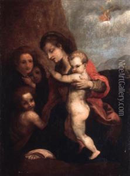 Madonna And Child With The Infant Saint John The Baptist Oil Painting - Andrea Del Sarto