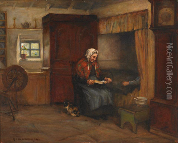 The Story At Bedtime Oil Painting - Henry John Dobson