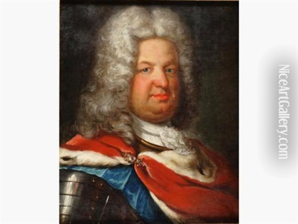 Portrait De Stanislas Leczinski Duc De Lorraine Et De Bar Oil Painting - Jean Girardet