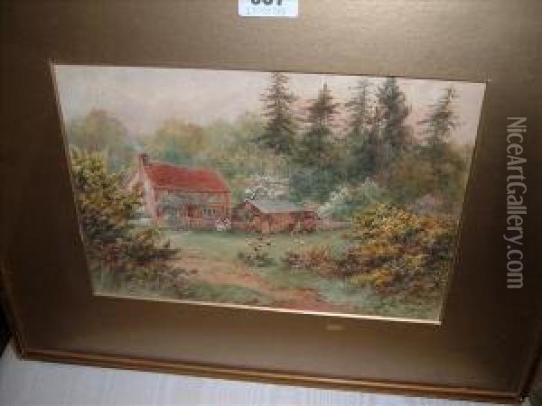 View Of Acottage Oil Painting - Edwin Minns