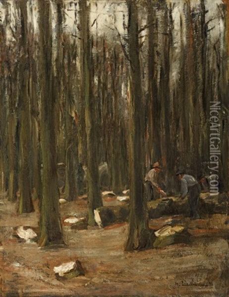 Waldarbeiter - Studie Zu Dem Wandbild Winter Fur Das Rathaus Von Altona Oil Painting - Max Liebermann