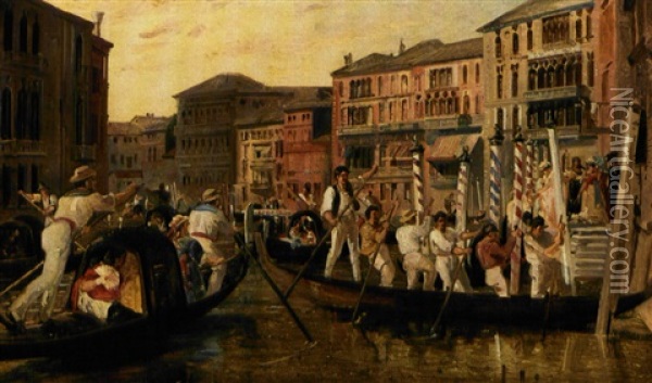 Roregatta I Venedig Oil Painting - Holger Peter Roed