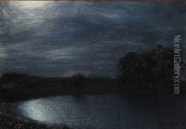 Maaneskin Oil Painting - Julius Paulsen