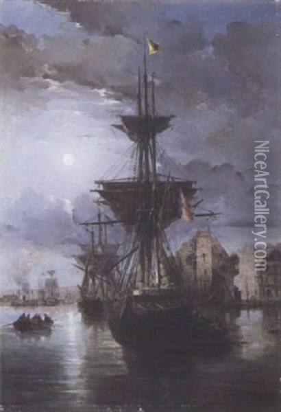 Le Port De Honfleur Oil Painting - Gaston Marie Anatole Roullet