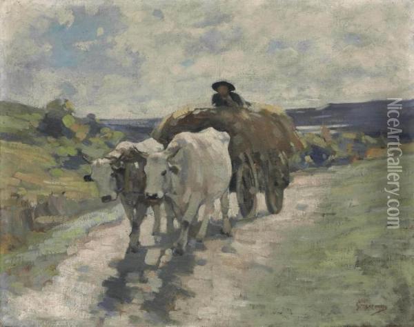 Bull Cart Oil Painting - Nicolae Grigorescu