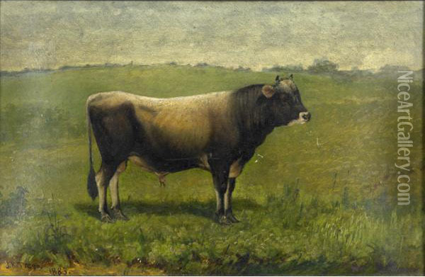 Landscape With Bull Oil Painting - Jonathan Kirkbridge Trego