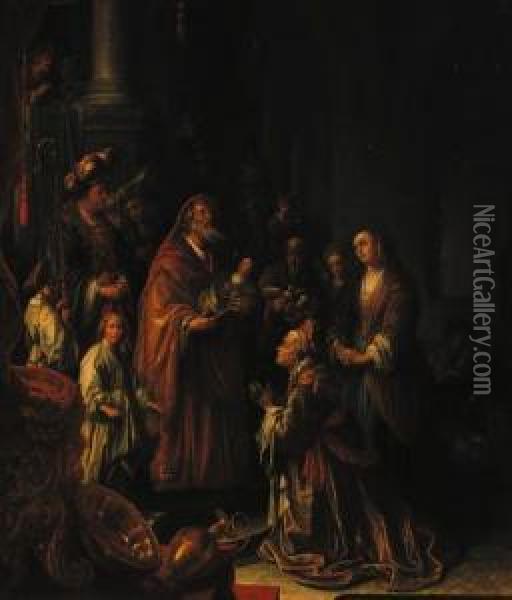 The Presentation In The Temple Oil Painting - An Adriansz Van Staveren