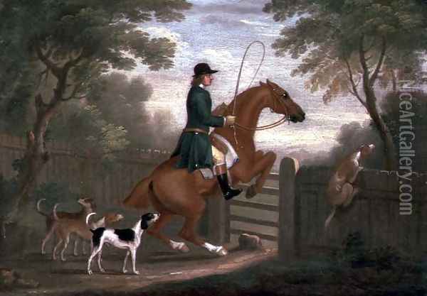 Huntsman with his Hounds in a Landscape Oil Painting - James Seymour