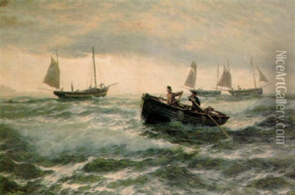 Rowing In Oil Painting - Thomas Rose Miles