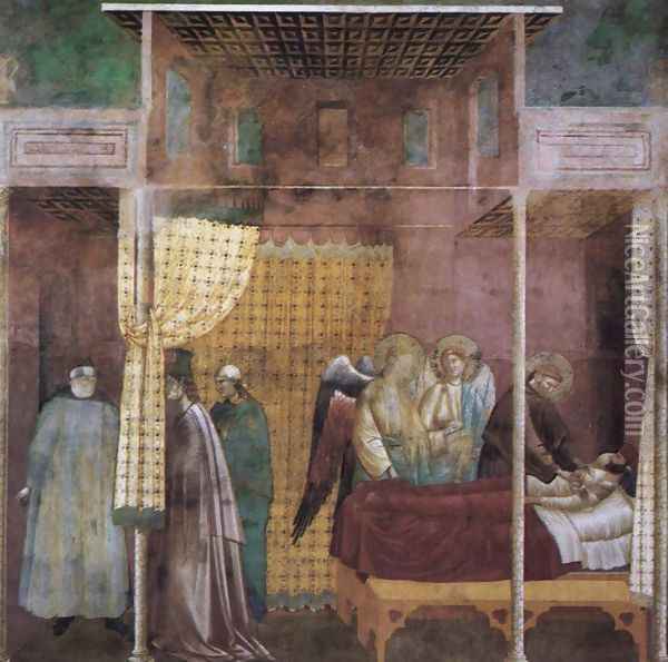 Legend of St Francis- 26. The Healing of a Devotee of the Saint c. 1300 Oil Painting - Master of Saint Cecilia