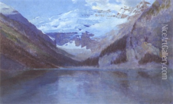 Lake Louise - Victoria Glacier Oil Painting - Frederic Marlett Bell-Smith