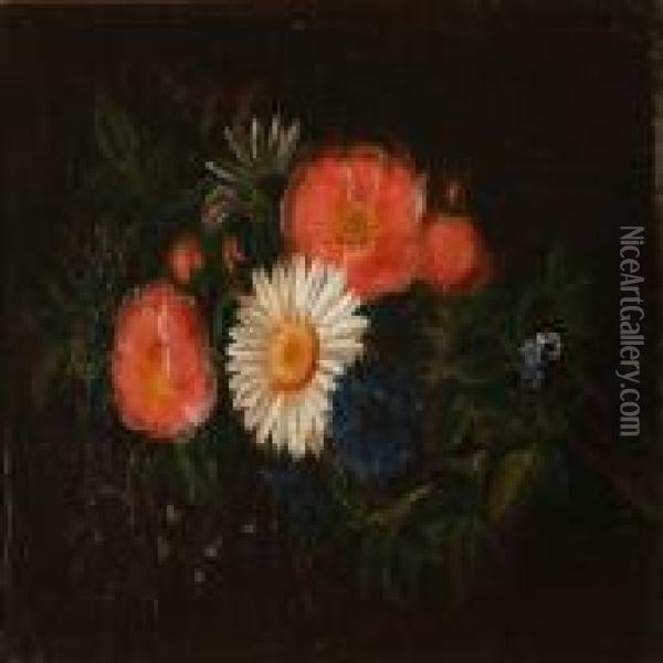 Colourful Flowers On A Table Oil Painting - I.L. Jensen