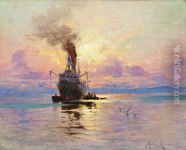 Fishing Vessel At Sea Oil Painting - Sidney Laurence