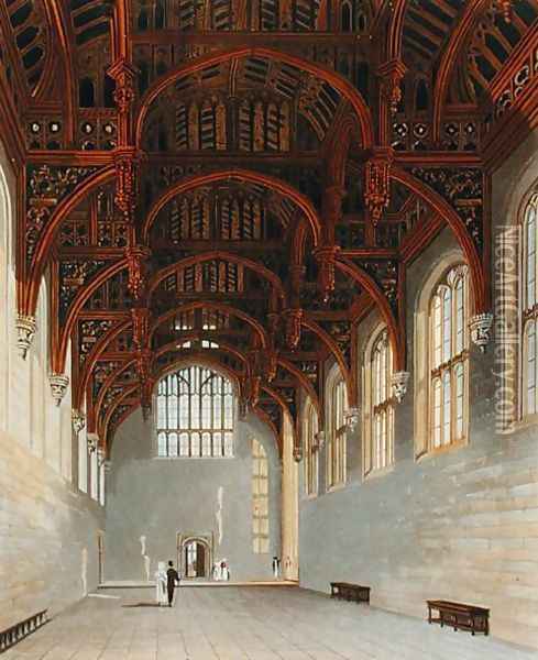 The Gothic Hall, Hampton Court, from 'The History of the Royal Residences', engraved by William James Bennett (1769-1844), by William Henry Pyne (1779-1843), 1819 Oil Painting - Charles Wild