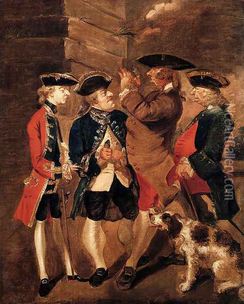 Portrait Of Charles Turner Sir William Lowther Joseph Leeson And Monsieur Huet Oil Painting - Sir Joshua Reynolds