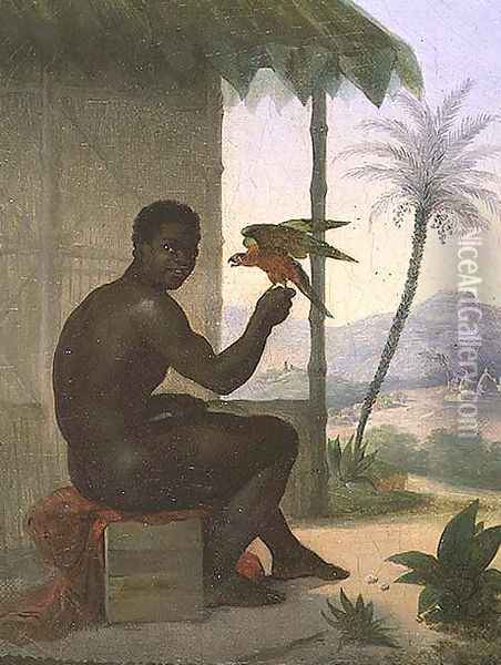 Brazilian negro with Tropical Bird Oil Painting - Nicolas Antoine Taunay