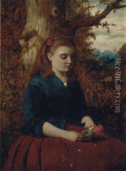 The Flower Picker Oil Painting - Edwin Hughes