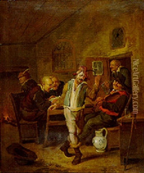 Boors Merry Making In An Inn Oil Painting - Egbert van Heemskerck the Younger
