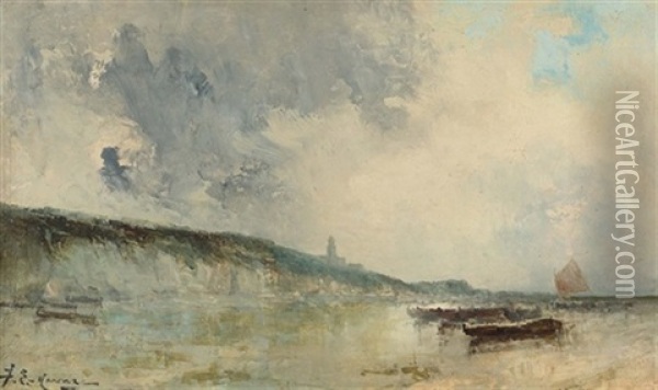 Fischerboote Vor Einer Steilkuste Oil Painting - Jean Etienne Karnec