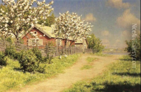 Svensk Sommaridyll Oil Painting - Johan Fredrik Krouthen