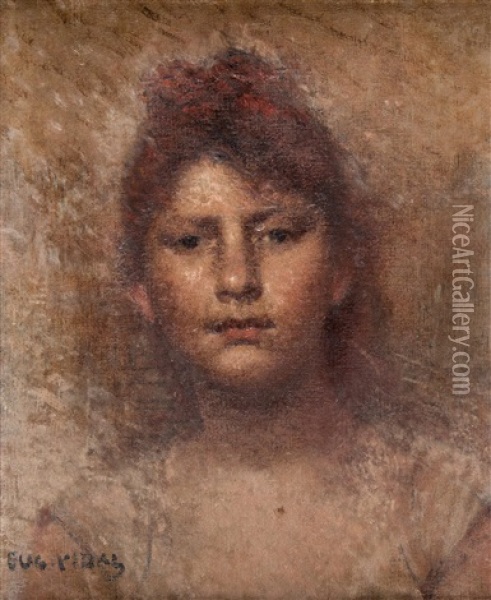 Portrait D'une Elegante Oil Painting - Eugene Vincent Vidal