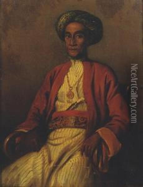 A Portrait Of Pangeran Sjarif Alkadri Oil Painting - Raden Sjarief B. Saleh