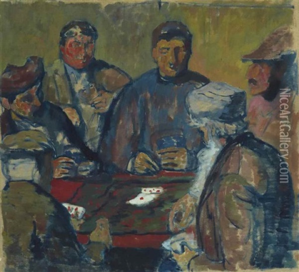 Giocatori (die Kartenspieler, Studie) Oil Painting - Giovanni Giacometti
