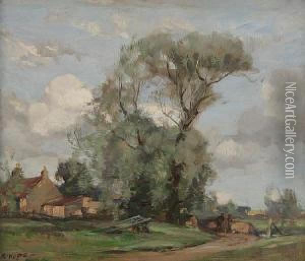Farm Scene Oil Painting - Robert Hope