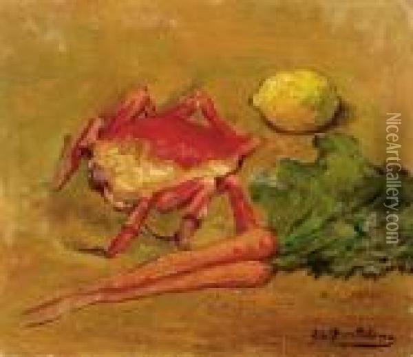 Natura Morta Con Granchio Oil Painting - Giovanni Bartolena
